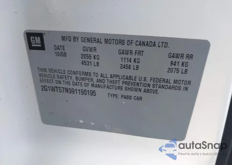 2009 Chevrolet Impala Lt from USA, damaged, VIN 2G1WT57N991190195